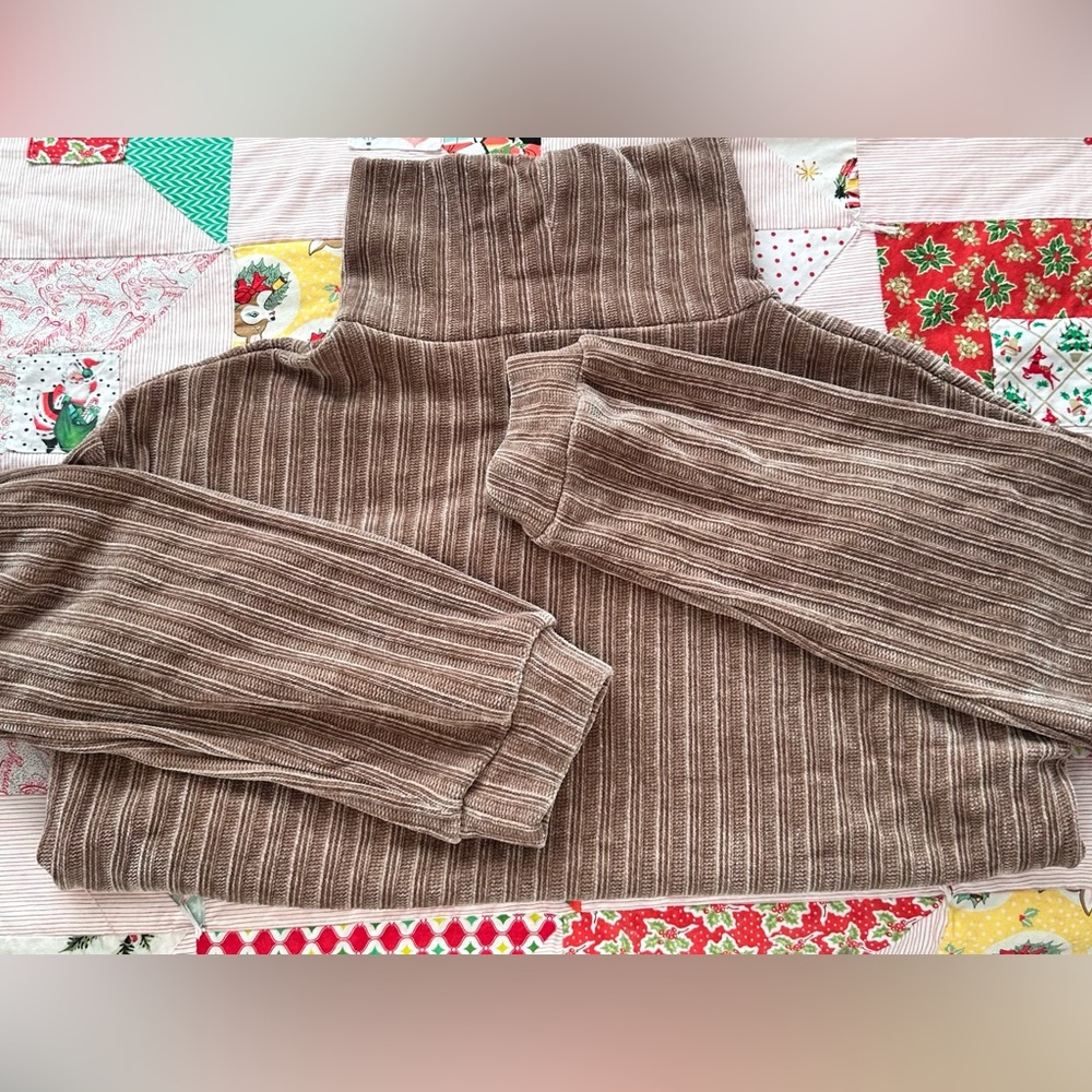 Tan velvet turtleneck sweater